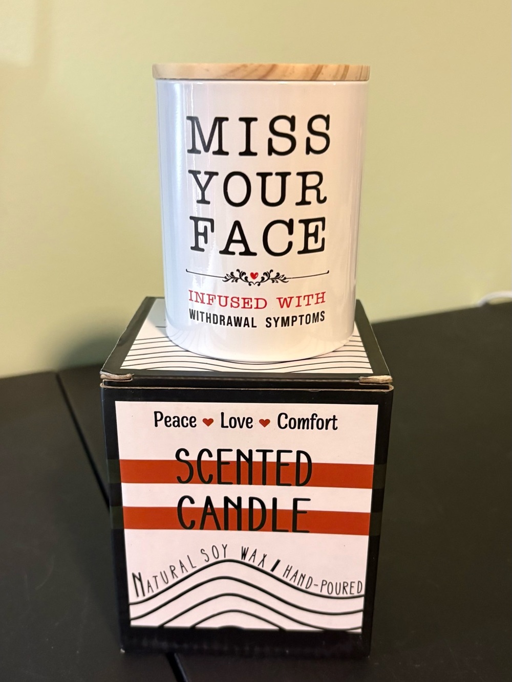 Miss Your Face Scented Candle - White with Wood Lid -